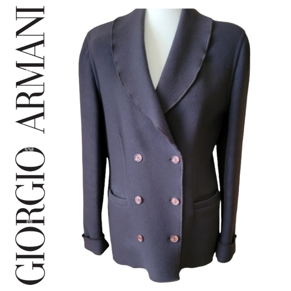 GIORGIO ARMANI WOOL/CASHMERE DOUBLE-BREAST BLAZER - Picture 1 of 16